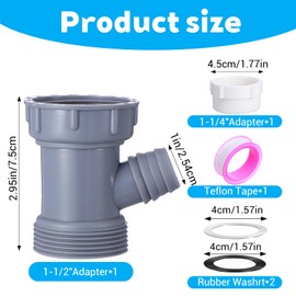 1 Set Y-Shaped Kitchen Sink Drain Pipe Adapter, Dishwasher Drain Hose Adapter Wye Fits 1-1/2" & 1-1/4" Drains Pipes, Universal Branched Strainer Connection for Tubular Drains Applications Installation
