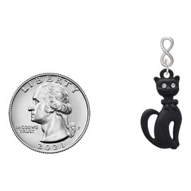 Delight Jewelry Tall Sitting Matte Black Cat Silvertone Infinity Post Earrings