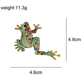 Rhinestone Frog Brooch Vivid Animal Pin Full Glasses Design Alloy Material Green Color Women And Men Jewelry