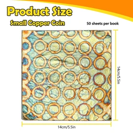 Sekonow Variegated Gold Leaf Sheets 50pcs, Colorful Imitation Gold Foil Sheets Paper Booklet for Art Craft Painting Gilding Decoration, 5.5" x 5.5", Circle