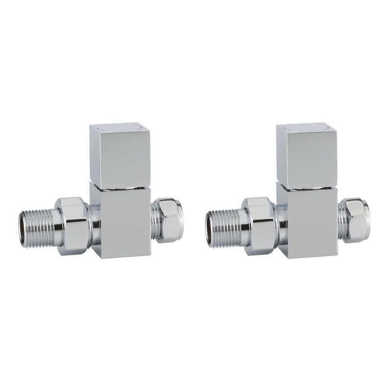 London Taps Square Straight Radiator Valve, Standard 15mm Connection, Chrome