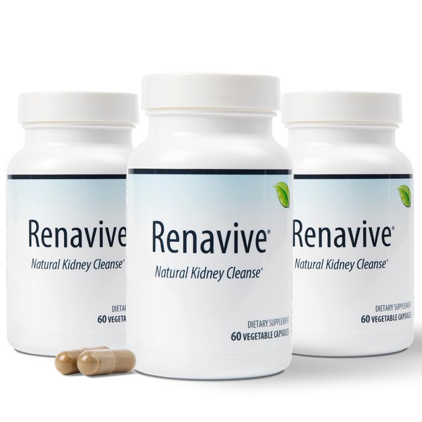 Renavive - Natural Kidney Cleanse | Eliminate & Protect Against Kidney Stones | Flush Impurities & Clear System | Support Kidney Health & Function | Chanca Piedra, Celery & More | 60 Capsules - 3 Pack