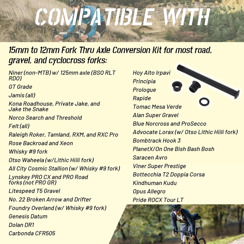 HQPARRTS 15mm to 12mm Fork Thru Axle Conversion Kit Compatible