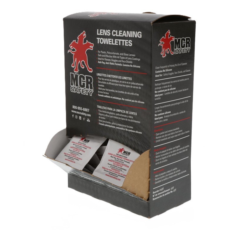 MCR Safety LCT Anti-Fog Anti-Static Lens Cleaning Towelette - 100