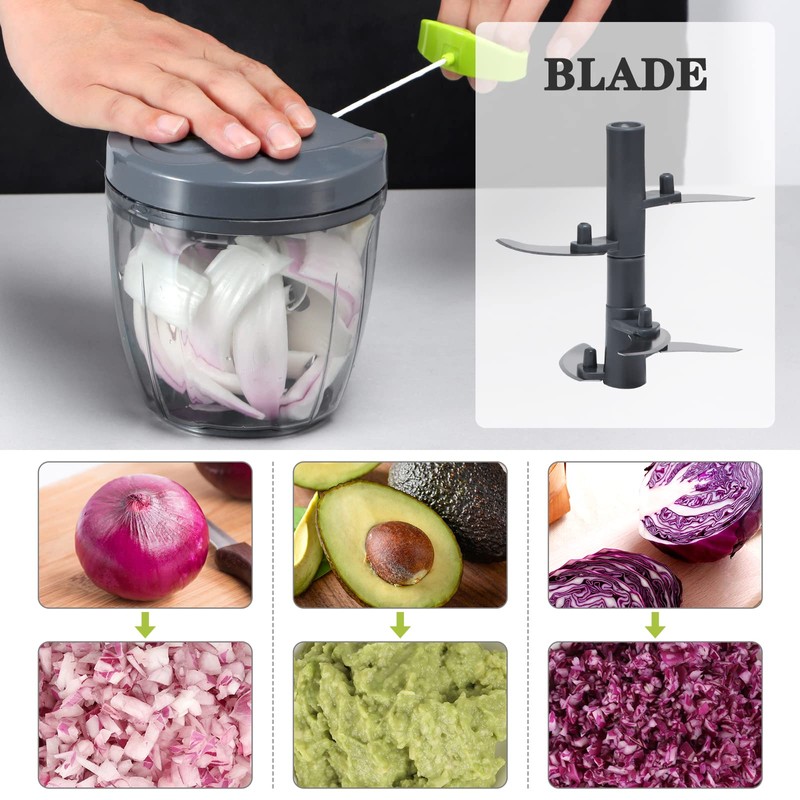 Cambom Manual Food Chopper Vegetable Cutter, Hand String Vegetable Chopper