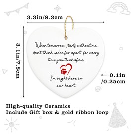 Pet Loss Sympathy Gift Hanging Ornament When Tomorrow Starts Without Me Pet Remembrance Memorial Gift for Dog Cat Bereavement Passing Away Gifts in Memory of Your Pets Christmas Ceramic Heart Keepsake