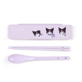 Sanrio 294420 Sanrio Kuromi Chopsticks & Spoon Set, Kuromi, 0.7 x 7.4 x 1.9 inches (1.8 x 18.8 x 4.7 cm), New Life, Lunch Goods, Character