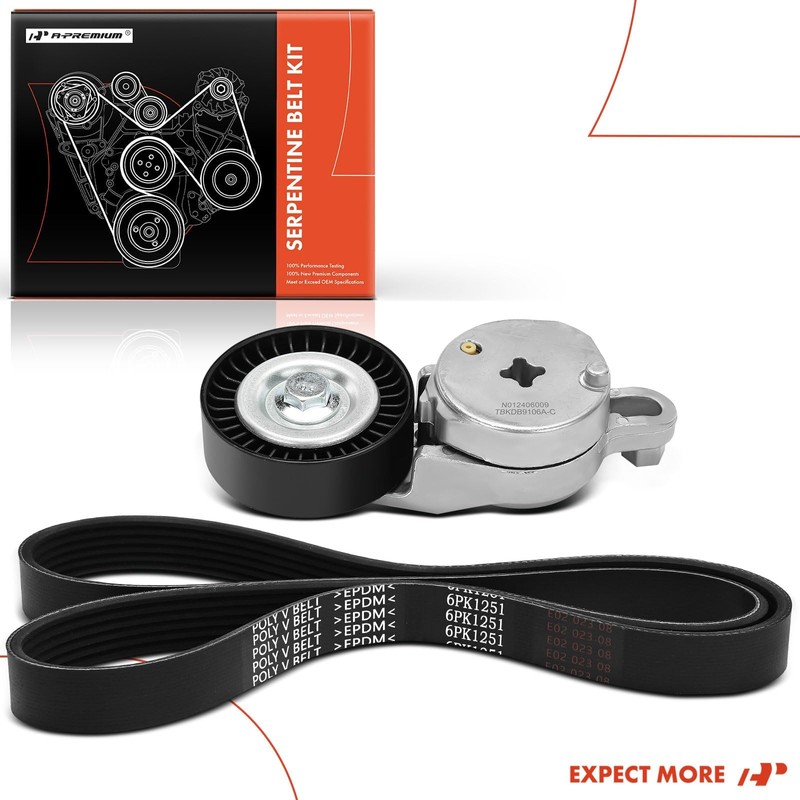 A-Premium Engine Serpentine Belt Drive Kit with Tensioner Compatible with