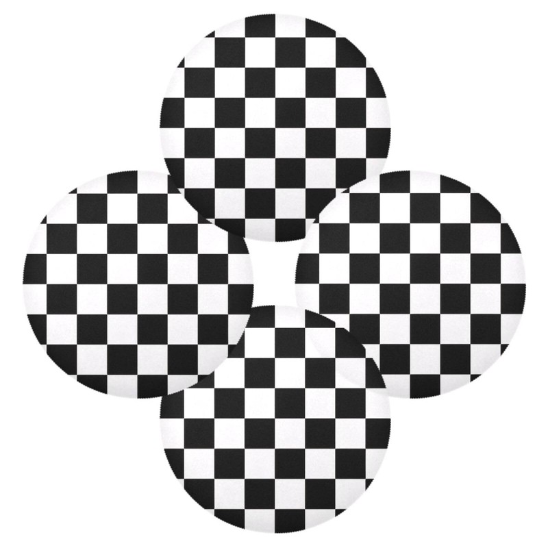 Bulletgxll Checkerboard Round Placemats Set of 6 Washable Table Mats