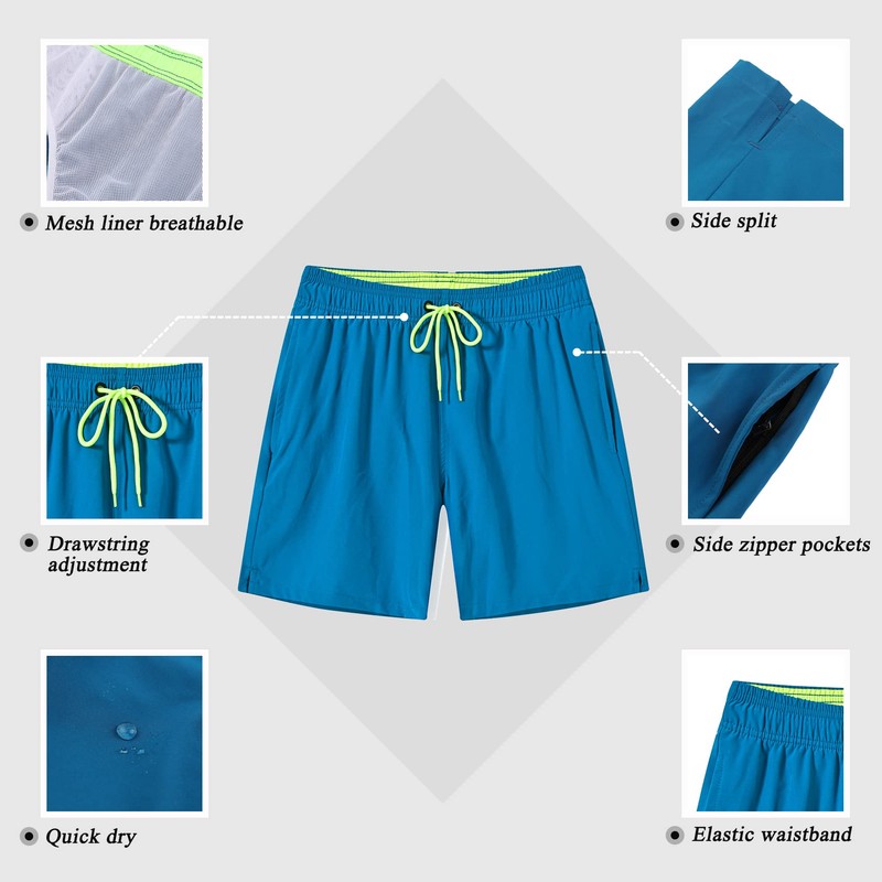 SILKWORLD - Bañador para hombre, de secado rápido, con bolsillos,