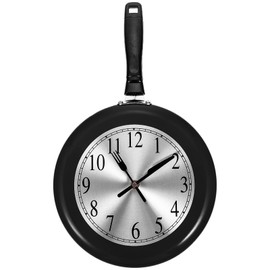 iplusmile Kitchen Clocks Wall Silent Frying Pan Clock Decorative Skillet Wall Clock Non-Ticking Easy Install for Home Kitchen Decor