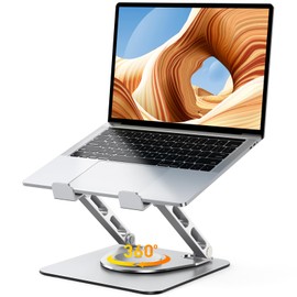 Zewwen 360° Flexible Rotating Laptop Stand for Desk, Ergonomic Adjustable Laptop Riser Holder with Dual-bar Support, Portable Computer Stand for MacBook Air Pro, Dell XPS, HP (10-16")