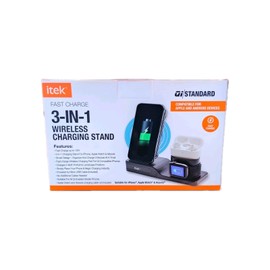 iTek 6PK itek Fast Charge 3-In-1 Qi Wireless Charging Stand Charge 3 Devices