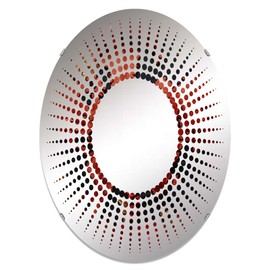 DesignQ world map wall mirror, Oval 0 mirror, Round red bathroom mirror, world map vanity mirror Nomadic Journey In Scarlet Red printed mirror decor, oval mirror 20x30