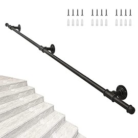 Loyesm Handrail for Indoor Stairs 3ft,2 Sections Grab Rails for Disabled Elderly,Metal Interior Hand Railing for Stairs Wall Mount,Black (3FT)