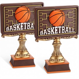 Wiwiqing 2 Pack March Basketball Bracket Trophy Basketball Winner Award for Madness Challenge Tournament Funny Recognition Trophy Appreciation Gift for Champion Winner Friends Prizes (Brown)