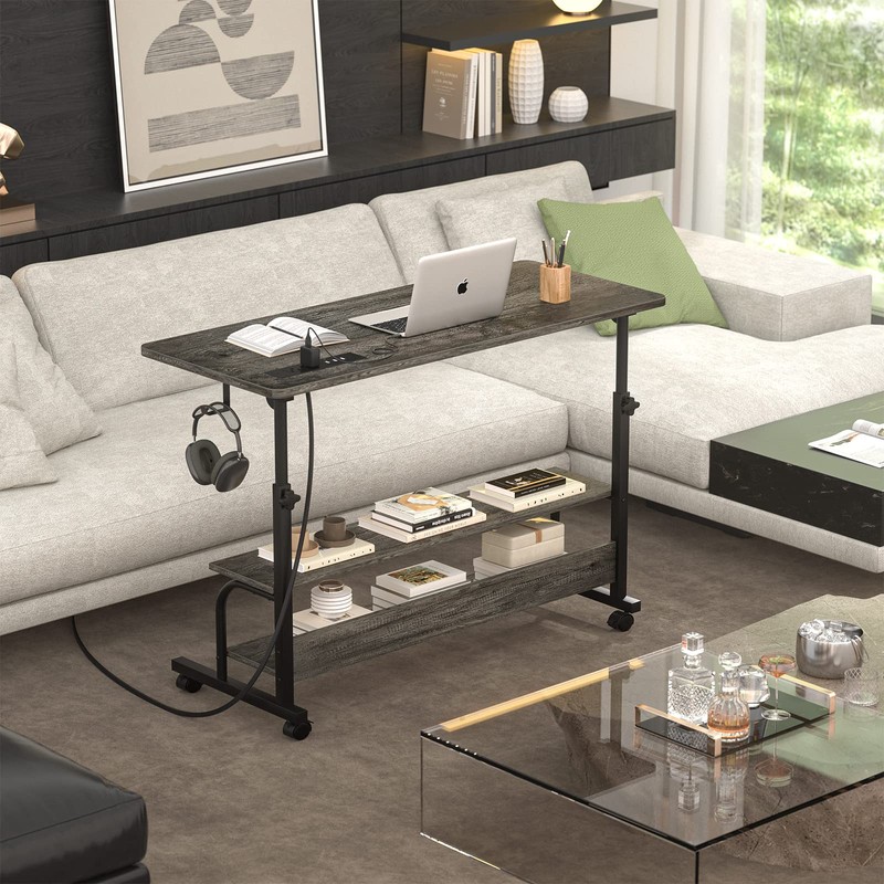 Height Adjustable Standing Desk with Power Outlets, 39" Manual Stand