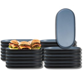 Steelite International 7830JB015 Melamine Oval Dinner Plate, Heavy Use Unbreakable Grade, Baja, 10.2x 5x7, Stackable Serving Platter, Plastic, Blue Black, Set of 24