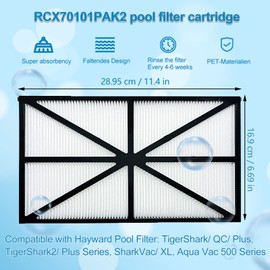 RCX70101 Replacement Robotic Pool Cleaner Filter Cartridges, Cartridge Filter Panels Compatible for Hayward Robotic AquaVac TigerShark and SharkVac Pool Cleaners (4 Pack)