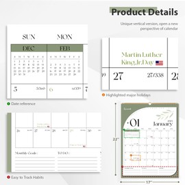 Calendar 2025, Wall Calendar 2025-2026 Planner Hanging，17"x22" Calendar 2025-2026 with Spiral Bound Magnetic Fridge Calendars ，18 Month Calendar with Thick Paper for Home & Office, Seasonal