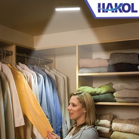 HAKOL- 3 Pack LED Motion Sensor Closet Lights Battery Operated Stick On Anywhere Wireless Motion Sensor Light Under Cabinet Lighting Wireless 10 LED Lighting Motion Lights