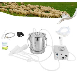 Lyfreen Electric Goat Milking Machine, Portable Auto Goat Milker with 3L Stainless Steel Bucket, Gentle & Efficient for Daily Milking of Goats,Sheep, for Small Farms & Home