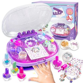 GIRLINK Kids Nail Polish Set for Girls with Dryer, Non-Toxic Peel able Children Polish Nail Set 15 Kit, Safe Dress Make-Up Toy Birthday Gift for Girl Ages 5-12 Party Christmas