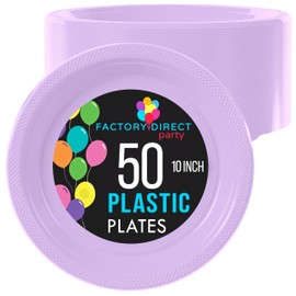 Exquisite 10 Inch. Dinner Plates Lavender Plastic Plates Disposable, 50 Count Plate Set, Disposable Plates For Party, Heavy Duty Plastic Plates Disposable, Plastic Plates For Party, Party Plates