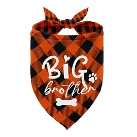Dog Bandana, Big Brother Dog Bandana, Dog Scarf Plaid Printing, Dog Scarf Accessories, Dog Bandana Pet Scarf, Pet Plaid Scarf Gender Reveal Accessories, Dog Bandana Gift for Small Medium Large (A5)