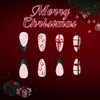 Christmas Press on Nails Medium Almond Fake Nails Green Glitter