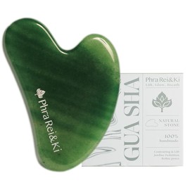 Phra Rei&Ki] Gua Sha Facial Tools, Customed Natural Jade Stone, Gua Sha Tool for Face, Manual Massage Tool for Jawline Sculpting, Puffiness Reducing and Face Lifting, Massager for Skin-Care