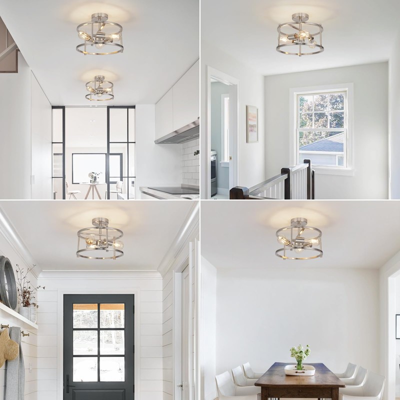 foucasal Semi Flush Mount 3-Light Modern Kitchen Light Fixtures -