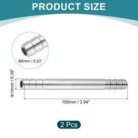 sourcing map 2Pcs 10x100mm Hose Barb Equal Pipe Fitting, 304 Stainless Steel Pipe Adapter Connection Fitting for Vacuum Systems, Industrial Connections, Pneumatic Equipment, Silver