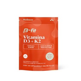 B-FIT B Vitamina D3 + K2 - Suplemento con D3 Colecalciferol y K2 Menaquinona - Cápsulas con Aceite de Linaza y Girasol - Fórmula sin Gluten ni Azúcare