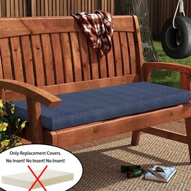 Magpie Fabrics Patio Bench/Swing Cushion Slip Cover 42 x 18 x 3 Inch, Water Resistant Outdoor Furniture Loveseat Replacement Cushion Cover with Zipper (Navy Blue Textured)