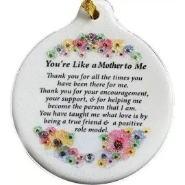 Laurie G Creations Like a Mother to Me Porcelain Ornament Gift Boxed Rhinestone Floral Detail