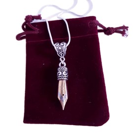 Pen Nib Necklace Pendant in Gold colour in gift Velvet Pouch with 18 inch chain (Golden)