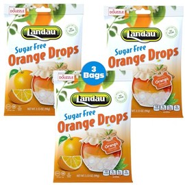 DOUzzle Sugar Free Orange Hard Candy Drops, Dye Free (Pack of 3) Individually Wrapped Candies - Healthy Low Calorie Snack, Gluten Free, All Natural, No Preservatives, No Aftertaste - Kosher Parve