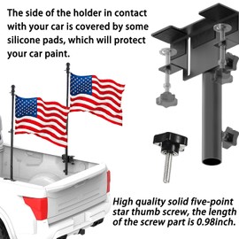 Universal Pickup Truck Flagpole Mount in Bed, No Drilling Flag Holder for Truck with Bed Rail Or Without Rail, Fit Up to 1.2 Inch Pole. All Equipment You Need is Included! (one Pack flagpole Mount)