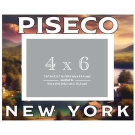 R and R Imports Piseco New York Souvenir Wooden Photo Frame Matted 4 x 6 Inch - Full Color Destination Design Keepsake Single