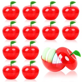 Jansun 12 Pcs Plastic Apples Containers Teacher Gifts Bulk Red Clear Apples Container Apples Decorations for Back To School Candy Holder Rosh Hashanah Christmas Party Favor