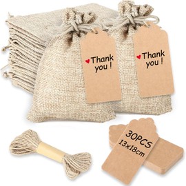 30 Bolsa de Arpillera Con Cierre de Cordón, 13 x 18CM Bolsas de Lino para Bodas, Bolsas de Joyeríade Lino, Bolsas de Yute de Arpillera, Bolsas de Regalo de Arpillera para Cumpleaños Navideñas Fiestas