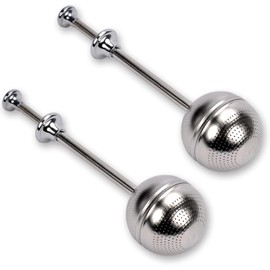 U Chef Infusor de Acero Inoxidable con Mango Largo, 2 Coladores de Té para Hojas Sueltas, Filtro de Té de Malla Fina Reutilizable para Taza y Tetera