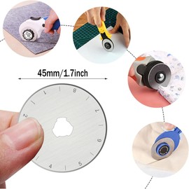 FEISHIONG Rotary Replacement Blades, 10 Pcs Fabric Cutter Rotary Blades, 45mm Rotary Cutter Blades for Sewing, Cutting, Quilting, Arts Crafts