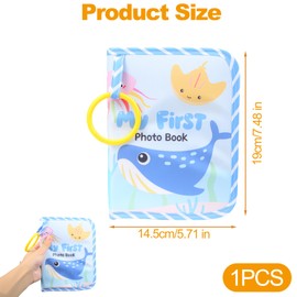 EBQOSK My First Photo Album for Baby, 12 Photos 4x6" My First Family Album Book with Soft Cloth Cover & Hook for Newborn, Toddlers, Kids, Baby, Ocean Theme