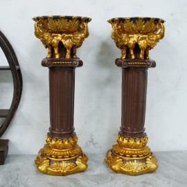 Elephant Crown Resin Candlestick-Retro Court Style Hand-painted Luxury Fireplace/Dining Table DecorColor: Brown, Size: One Size