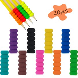 20 Pcs Foam Pencil Grips Pencil Soft Cushion Writing Drawing Aid Handwriting Pen Holder Comfort for Diamond Rhinestone Painting Pen Preschool Kids Students Assorted Colors