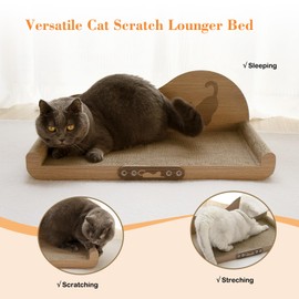 NATUYA Cat Scratcher Cardboard Lounge Bed, 24 Inch Large Cats Scratching Board Couch, Durable Cat Scartch Pad for Indoor Cats