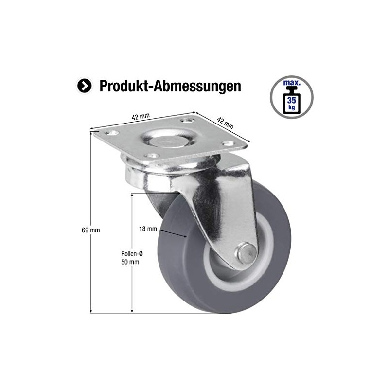 Meister Swivel Castor ✓ ✓ Rubber Wheels ✓ Soft Tread