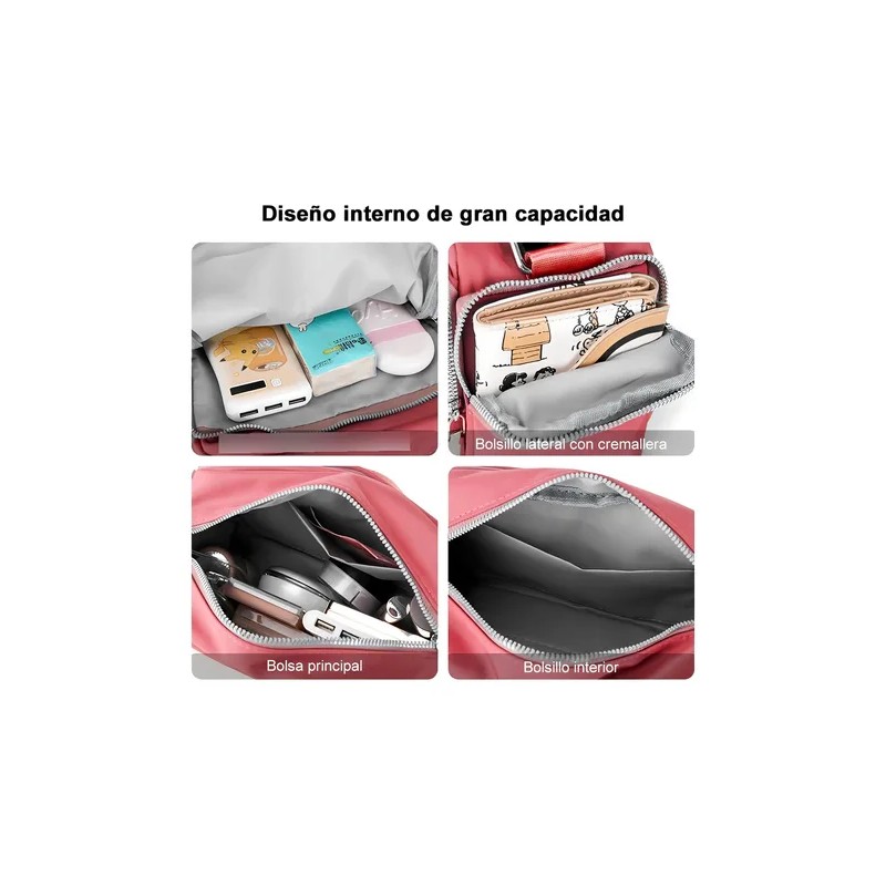 Bolsa Bandolera Mujer Moda Dama Crossbody Gran Capacidad Color Rosa